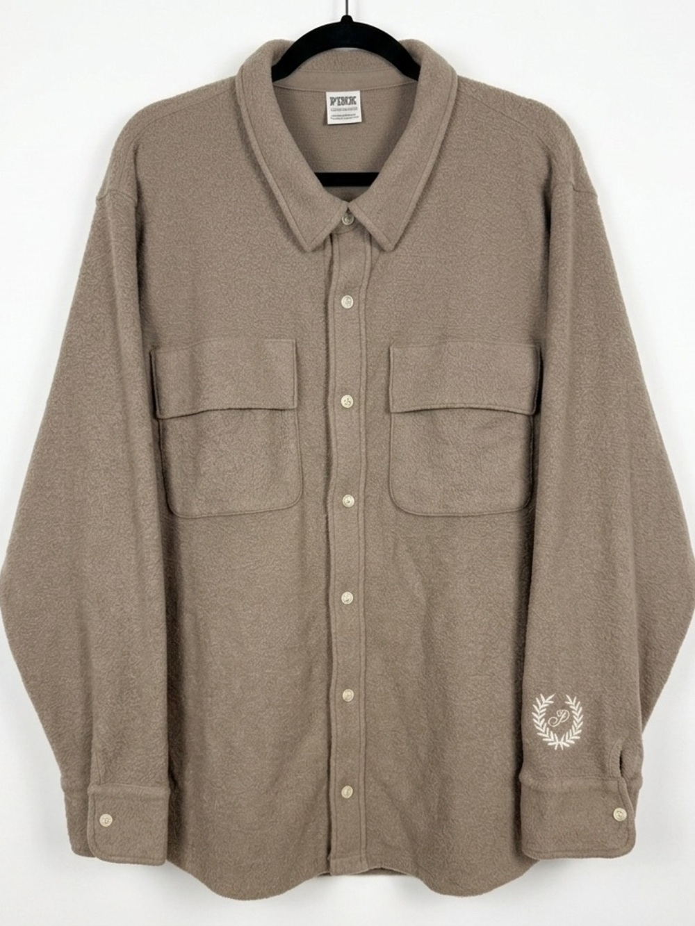 PINK Victoria's Secret Tan Fleece Shirt Jacket - XXL